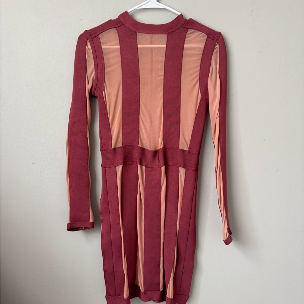 House of CB Sheer Striped Dress in Pink and Cream